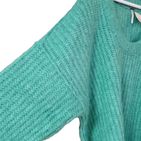 Free People Blue Bell Scoop Neck Oversized Slouchy Electric Teal Sweater NWT - Picture 7 of 15